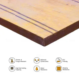 BILTUS 7 ft. x 4 ft. 18 mm MR Plywood Brown Wood Natural Wall Panel - BILTUS