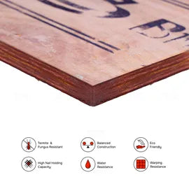 BILTUS 8 ft. x 4 ft. 18 mm MR Plywood Beige Wood Natural Veneer - BILTUS