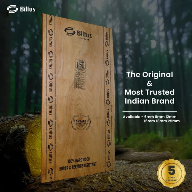 BILTUS 8 ft. x 4 ft. 25 mm MR Plywood Brown Wood Natural Wall Panel - BILTUS