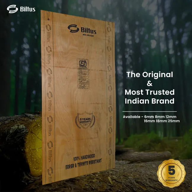 BILTUS 8 ft. x 4 ft. 6 mm MR Plywood Brown Wood Natural Wall Panel - BILTUS