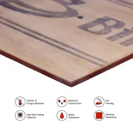 BILTUS 8 ft. x 4 ft. 6 mm MR Plywood Brown Wood Natural Wall Panel - BILTUS