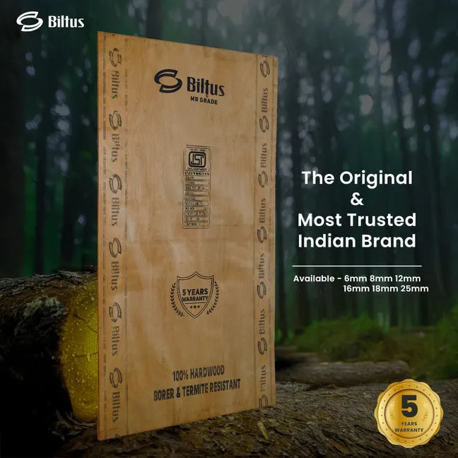 BILTUS 7 ft. x 4 ft. 8 mm MR Plywood Brown Wood Natural Veneer - BILTUS