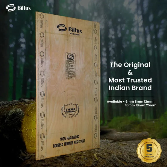 BILTUS 8 ft. x 4 ft. 8 mm MR Plywood Beige Wood Natural Veneer - BILTUS