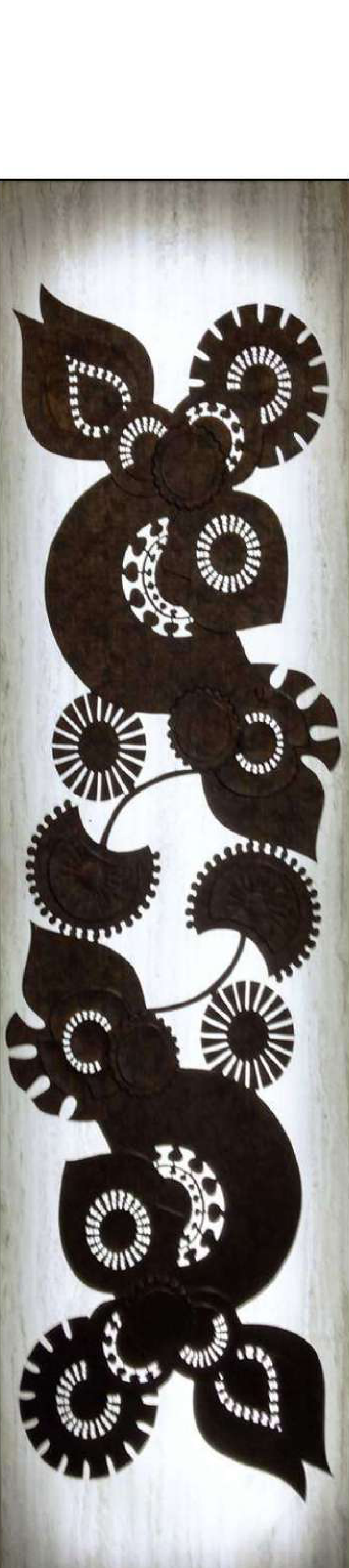 Meridian BackLight Camelia backlit decorative panel with scrolling floral and cogwheel medallions