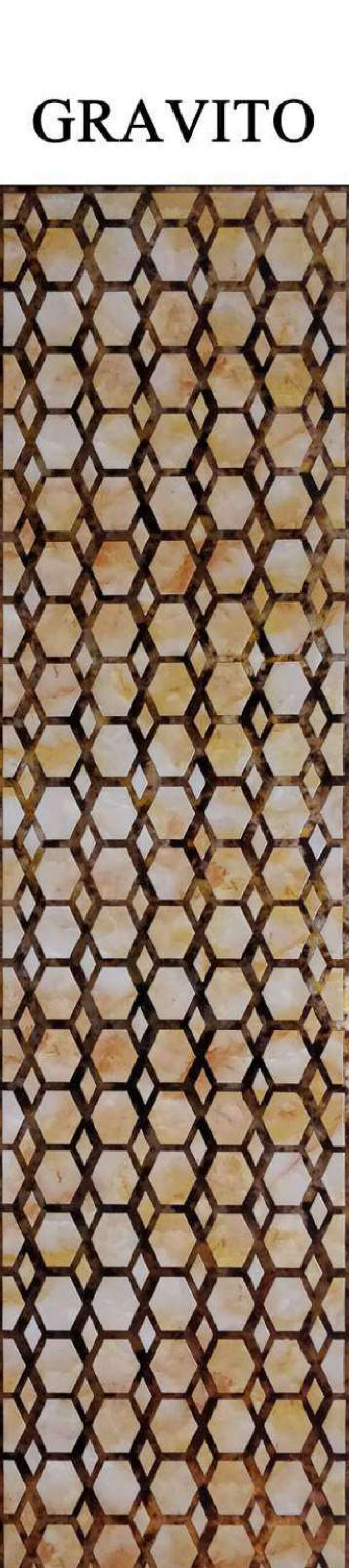 Meridian BackLight Gravito backlit decorative panel with hexagonal cells with marble infill