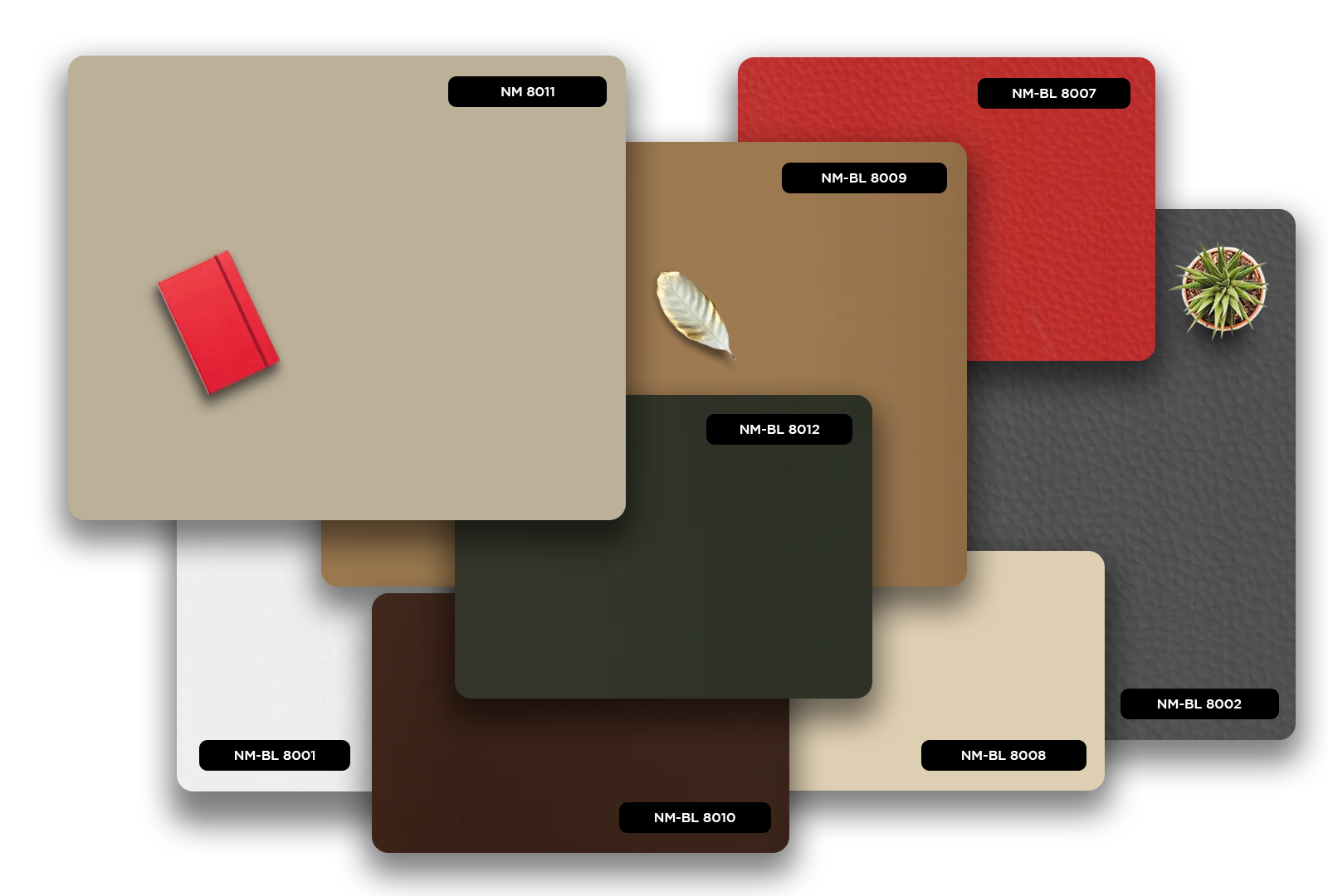 Brown matte laminate sheet with code NM-BL 8001, part of decorative solid colour laminate collection, showcasing various