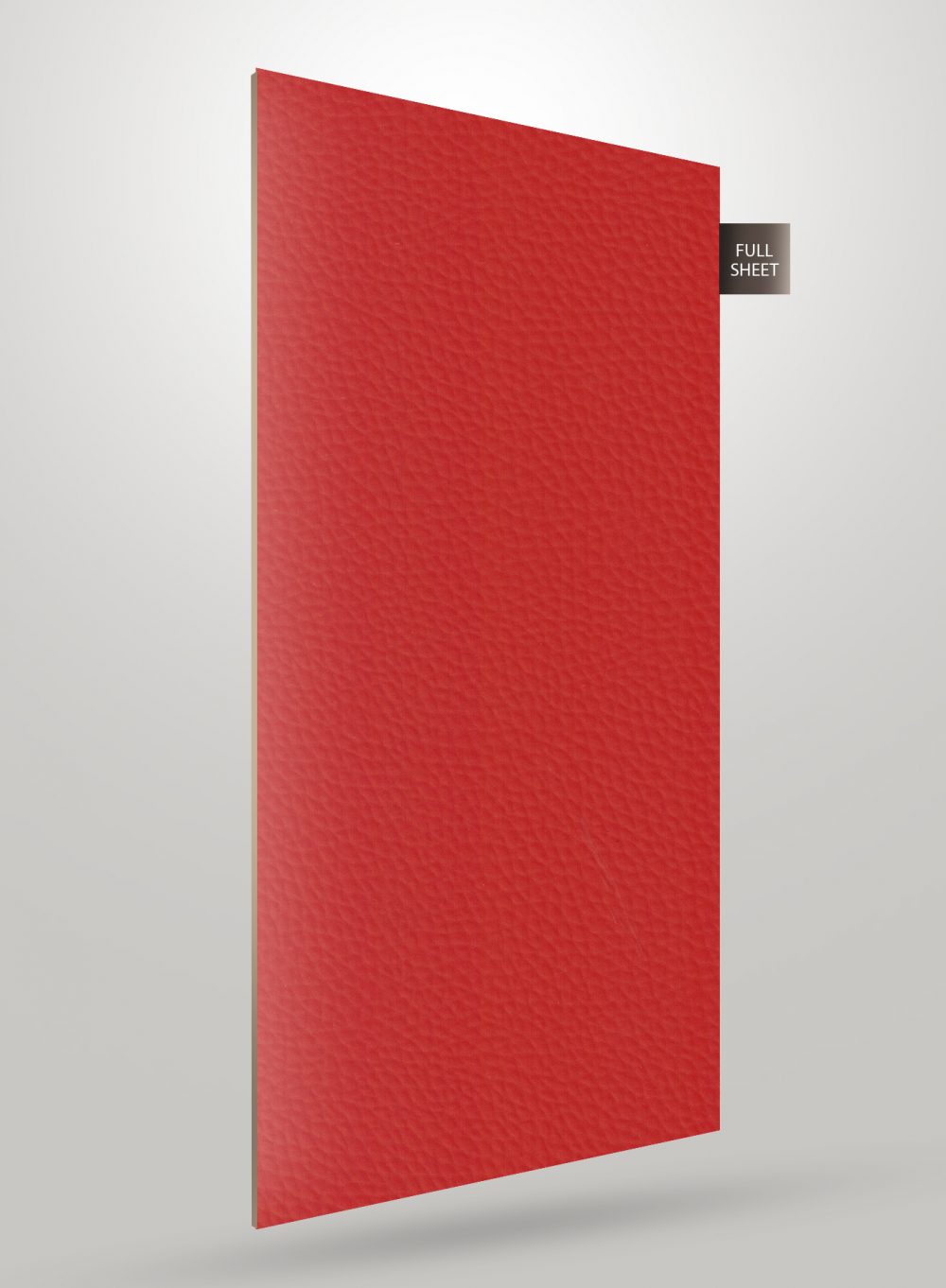 Red solid colour laminate sheet with matte finish and textured surface, displayed at an angle.