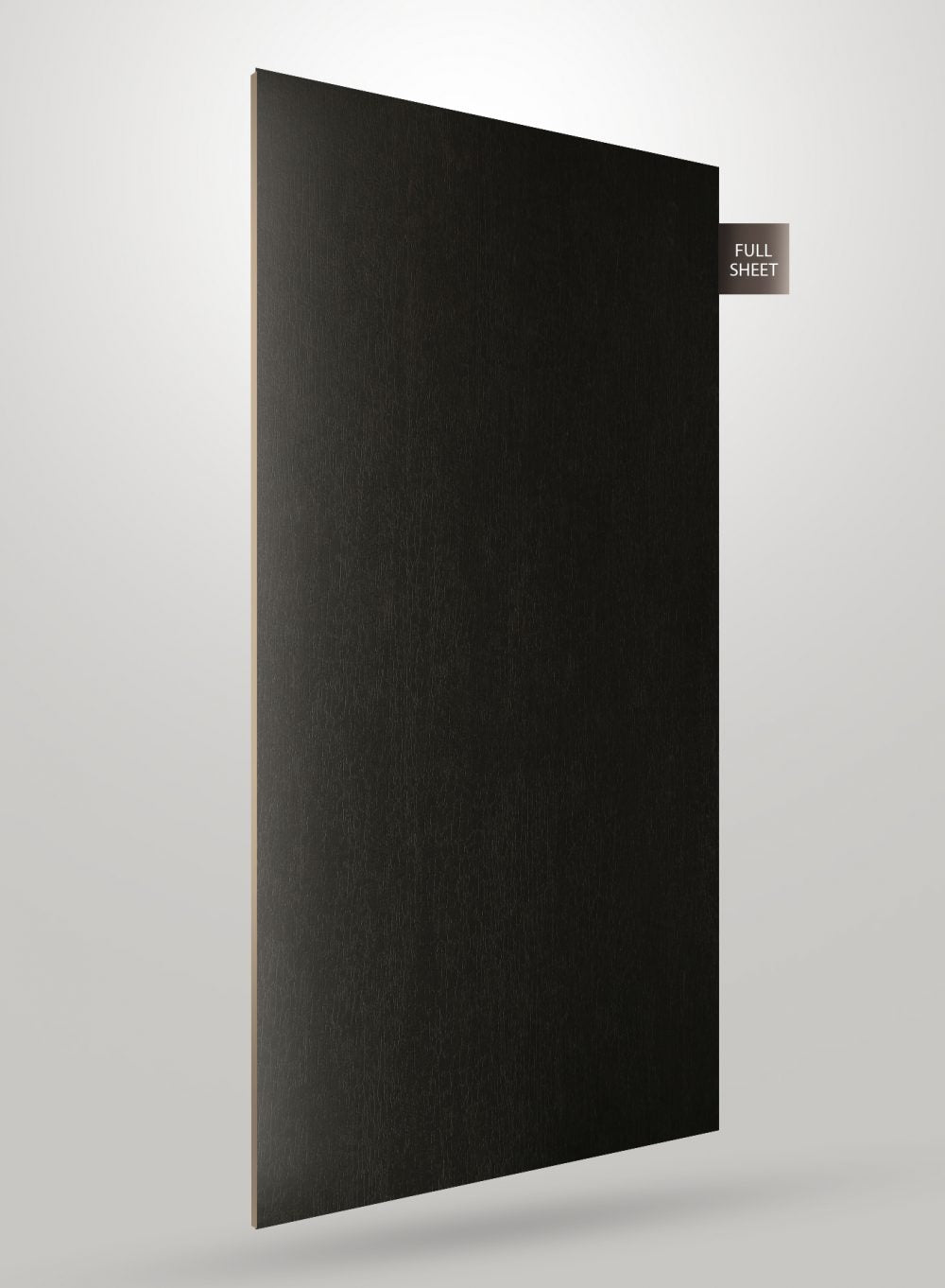 Grey wood laminate sheet with matte finish and wood grain texture, labeled full sheet.
