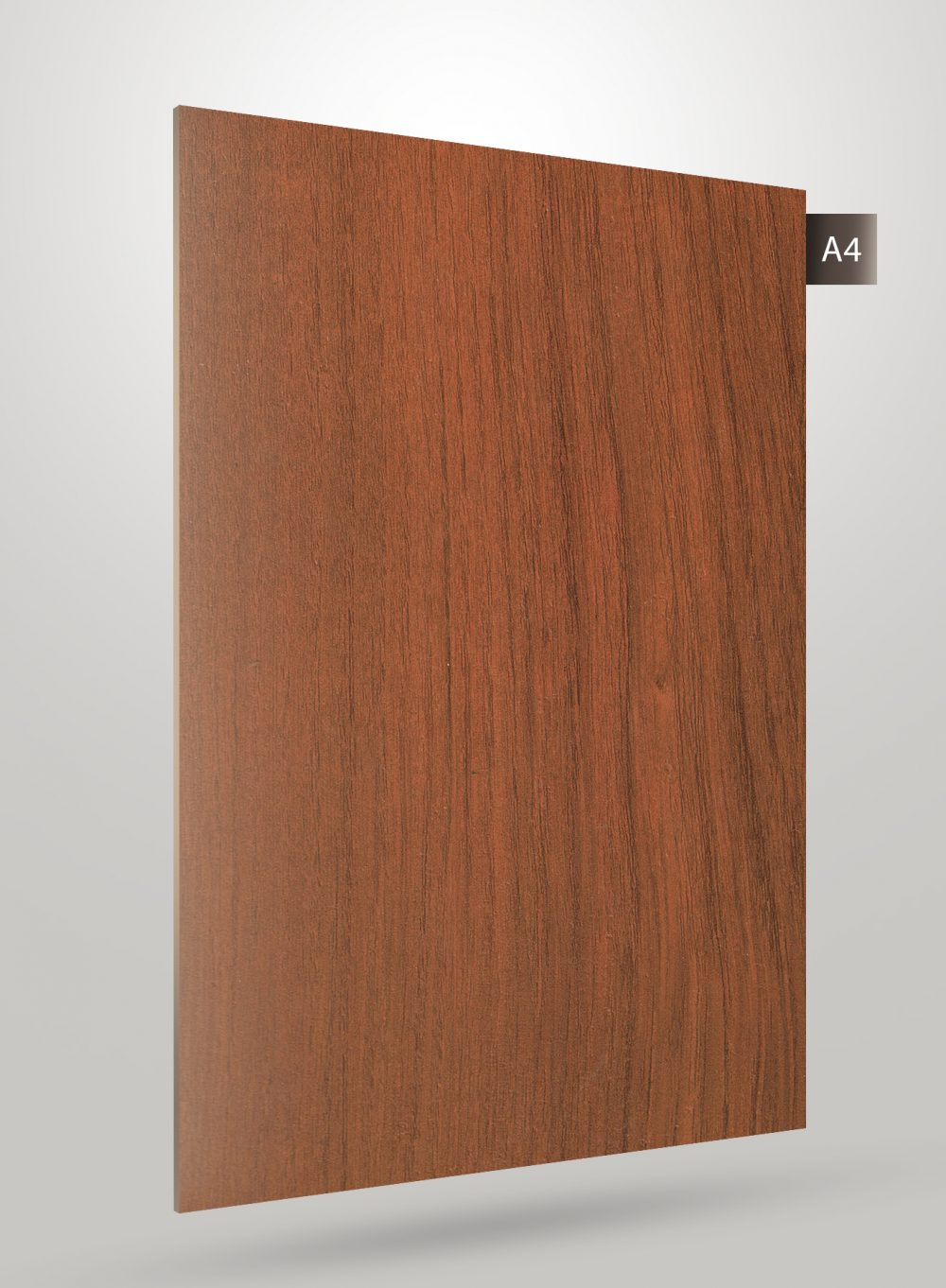 Brown wood grain decorative laminate with matte finish and visible wood texture