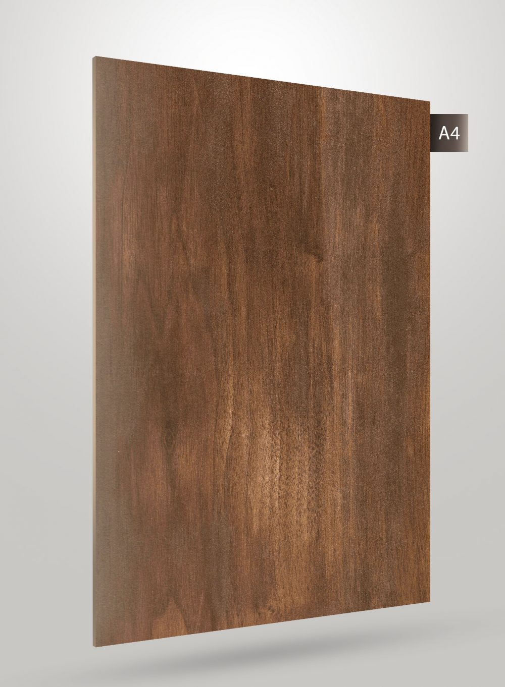 Brown wood grain decorative laminate with matte finish and visible wood texture, showcasing a natural wood pattern and grain