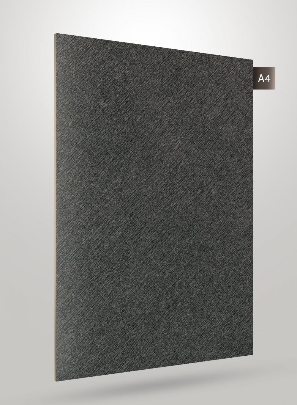 Matte finish grey patterned laminate with diagonal texture and subtle grain visible on its surface.