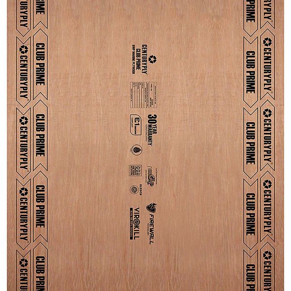 Centuryply Club Prime 8 ft. x 4 ft. 12 mm BWP/Marine Plywood Brown Wood Natural Laminate - Centuryply