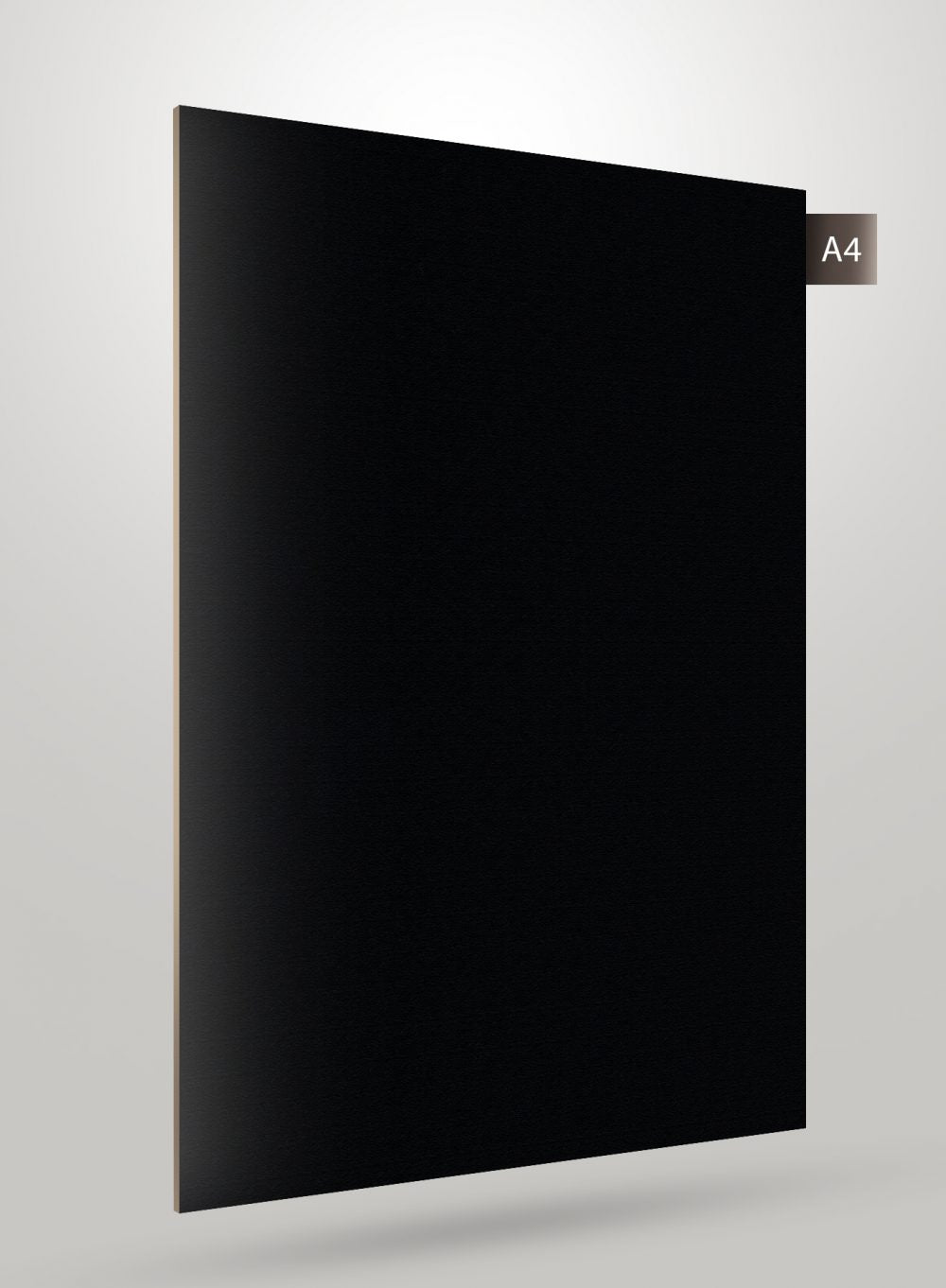 Matte black solid colour laminate with subtle texture and flat finish, shown on a plain background with code label.