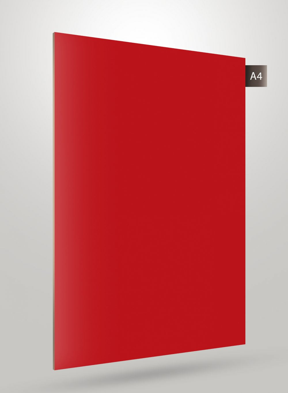 Red matte laminate sheet with flat finish and solid colour appearance.