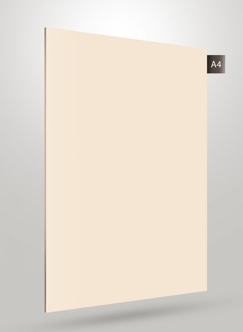 Beige matte laminate sheet with smooth finish and solid colour appearance.