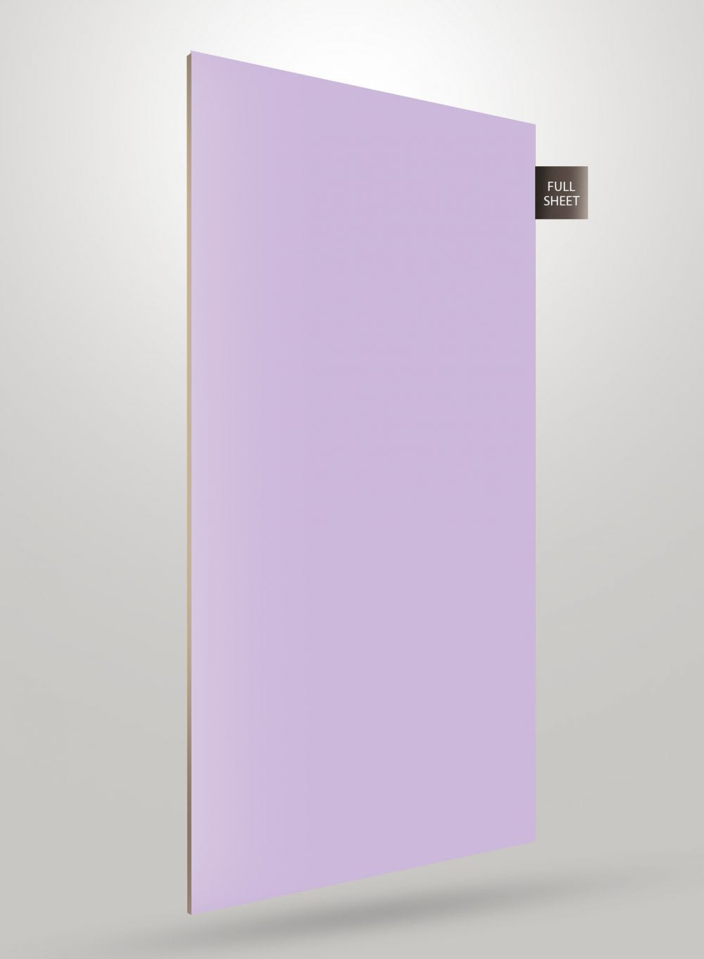 Purple matte laminate sheet with smooth finish and full sheet label on a light grey background