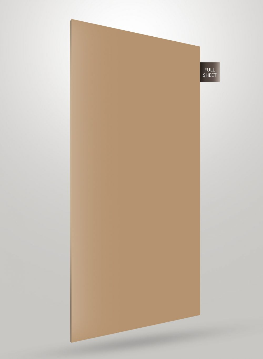 Beige matte laminate sheet with smooth finish and full sheet label visible on the right edge.