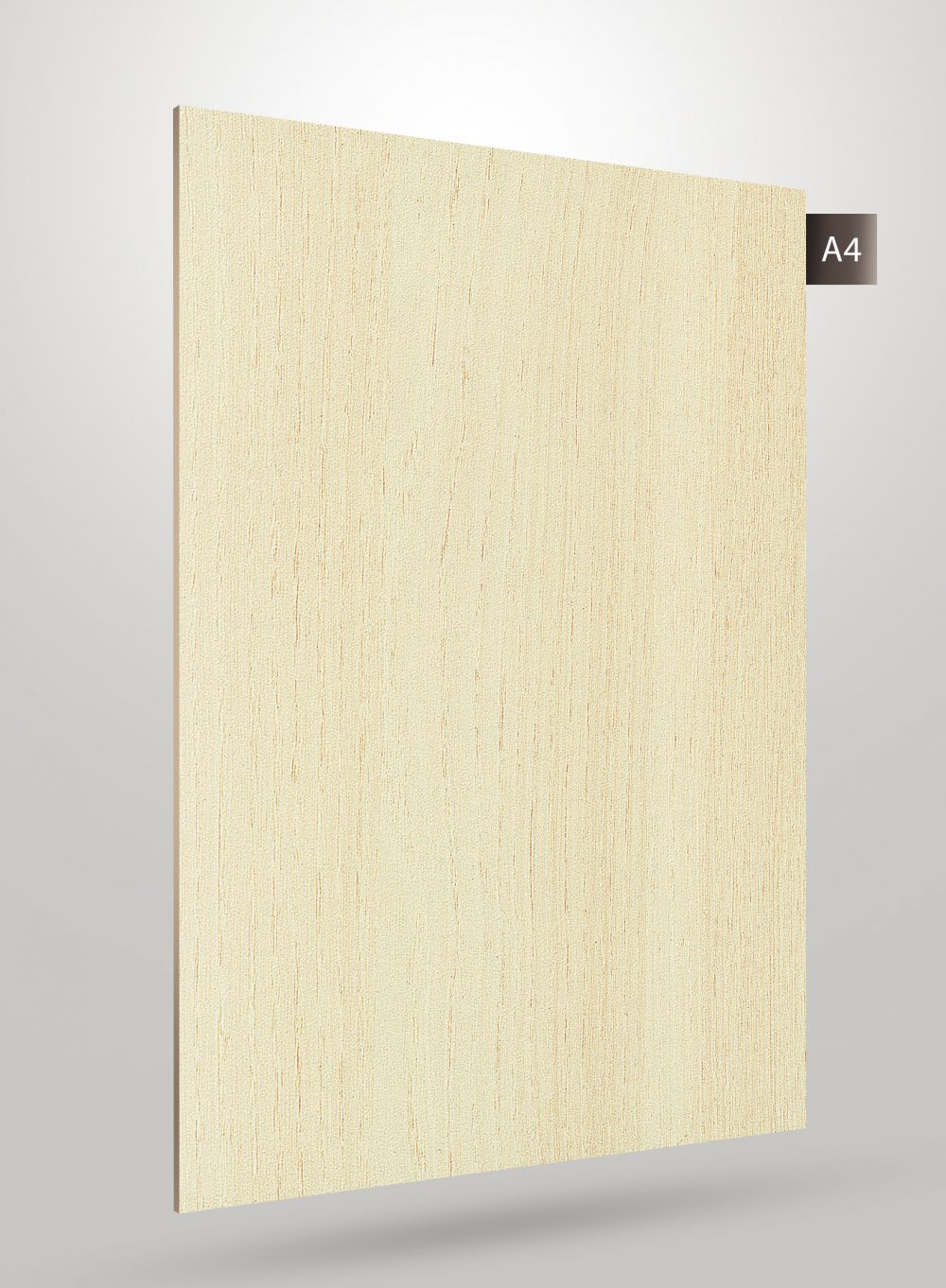 Beige wood grain decorative laminate with matte finish and subtle texture, displaying a natural wood pattern.