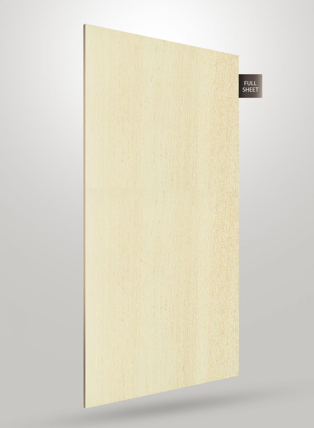 Beige wood grain laminate sheet with matte finish and visible texture, labeled full sheet.