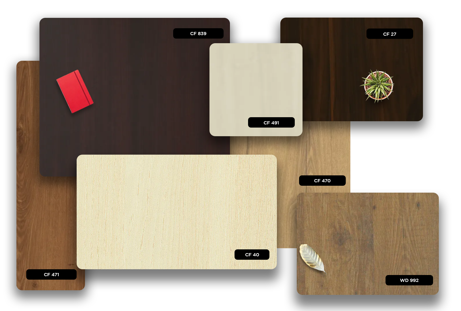 Brown wood grain laminate sheet with matte finish and visible wood texture, labeled CF 470, showcasing decorative laminate
