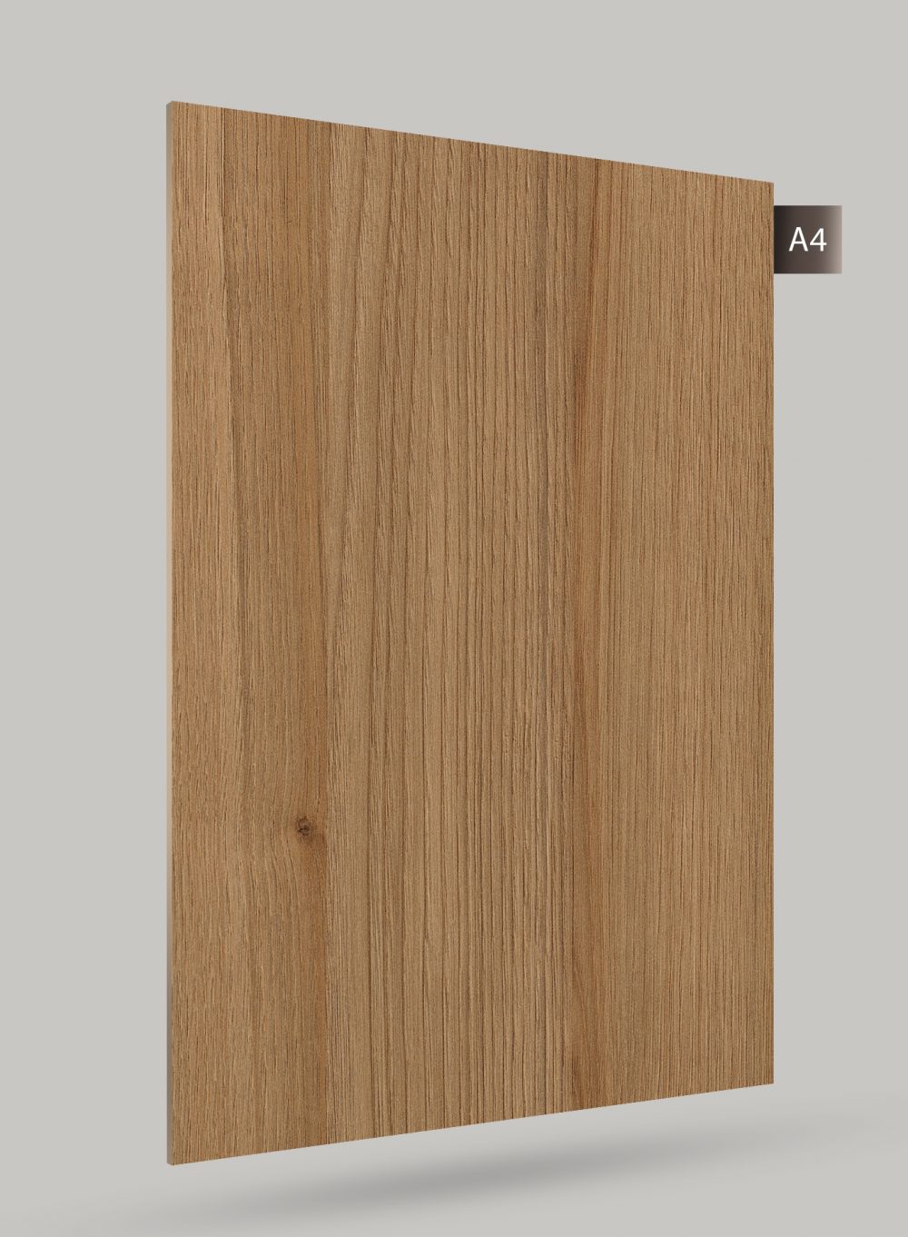 Brown wood grain decorative laminate with matte finish and visible wood texture and grain pattern.
