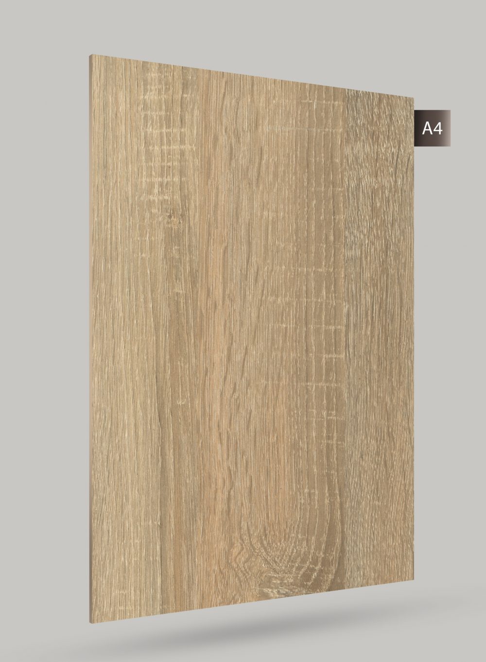 Light brown wood grain decorative laminate with matte finish and visible texture, labeled A4.