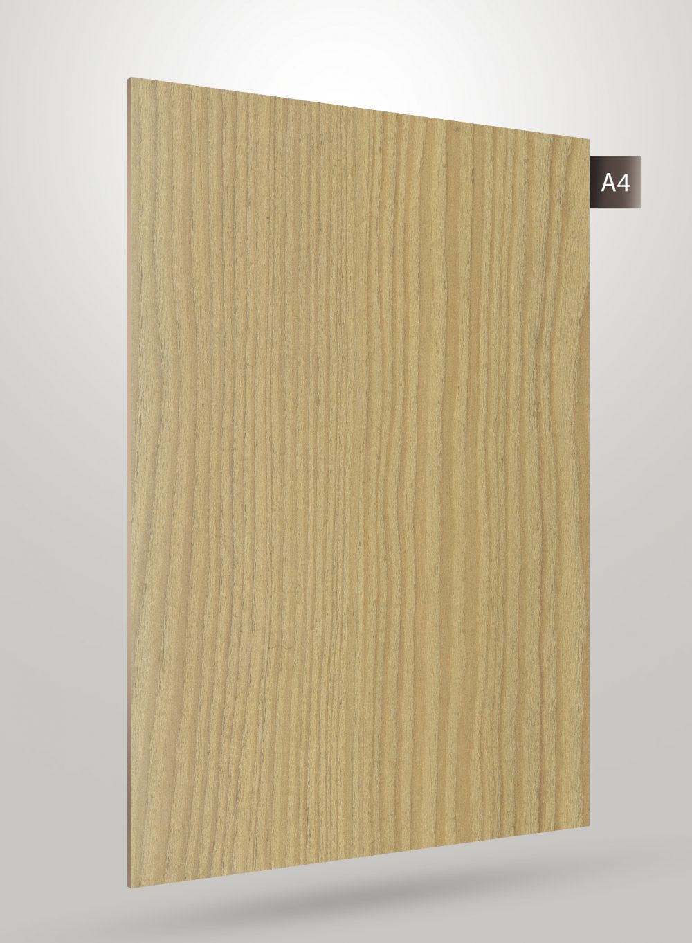 Brown wood grain laminate with matte finish and vertical wood pattern texture, decorative laminate sheet.