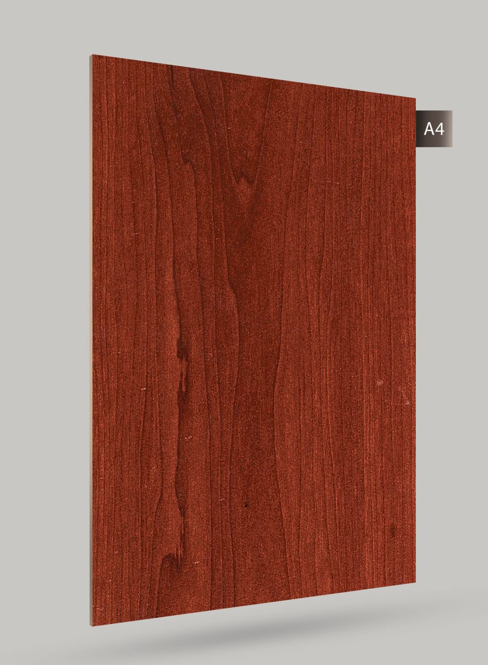 Brown wood grain decorative laminate with matte finish and textured surface, showing wood pattern and subtle grain details.