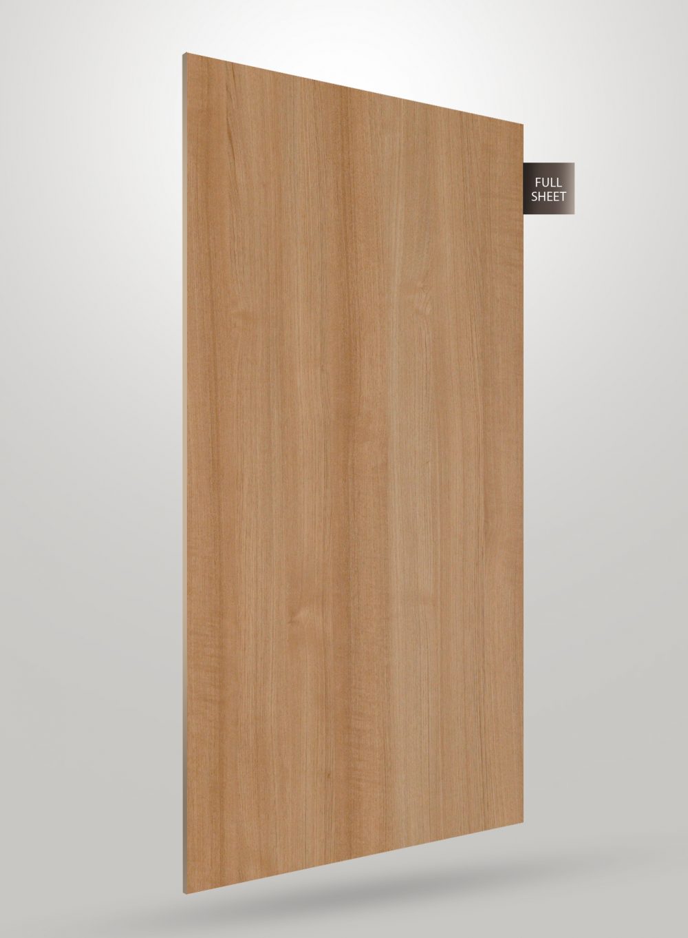 Brown wood grain decorative laminate sheet with matte finish and visible wood texture, displayed as full sheet.
