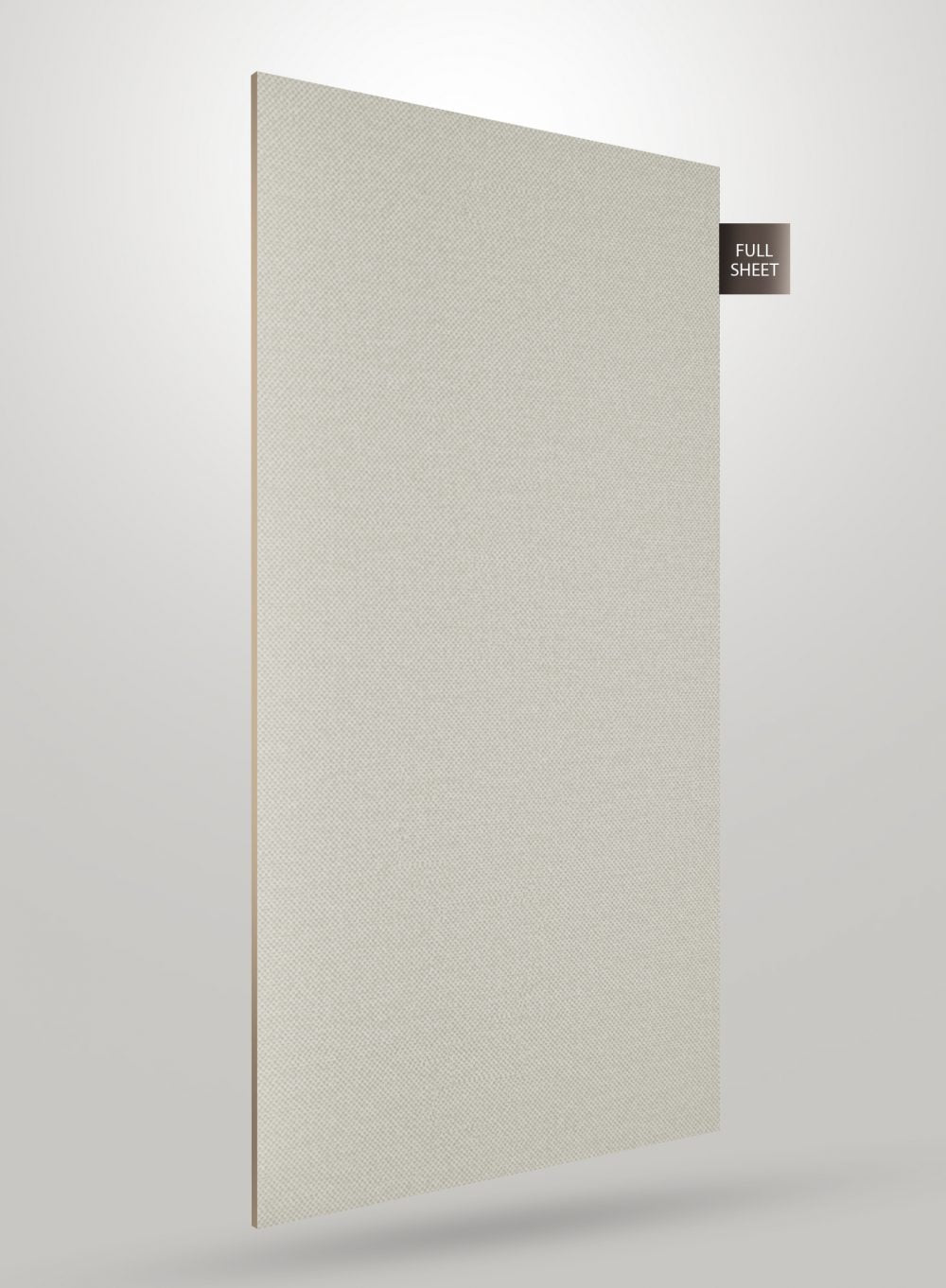 White fabric laminate with textured pattern and matte finish, shown as full sheet with visible edge