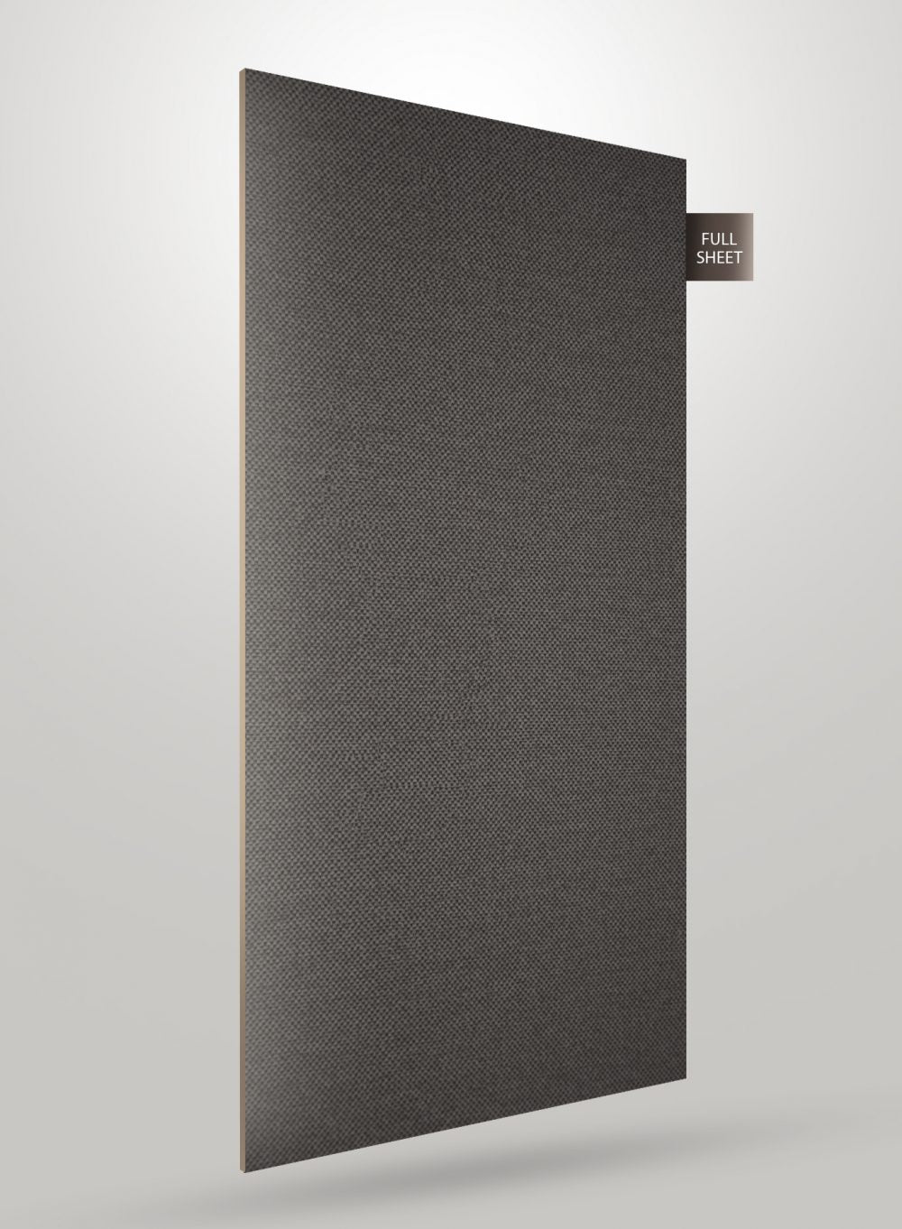 Matte black fabric laminate sheet with textured pattern and visible grain, displayed as full sheet.