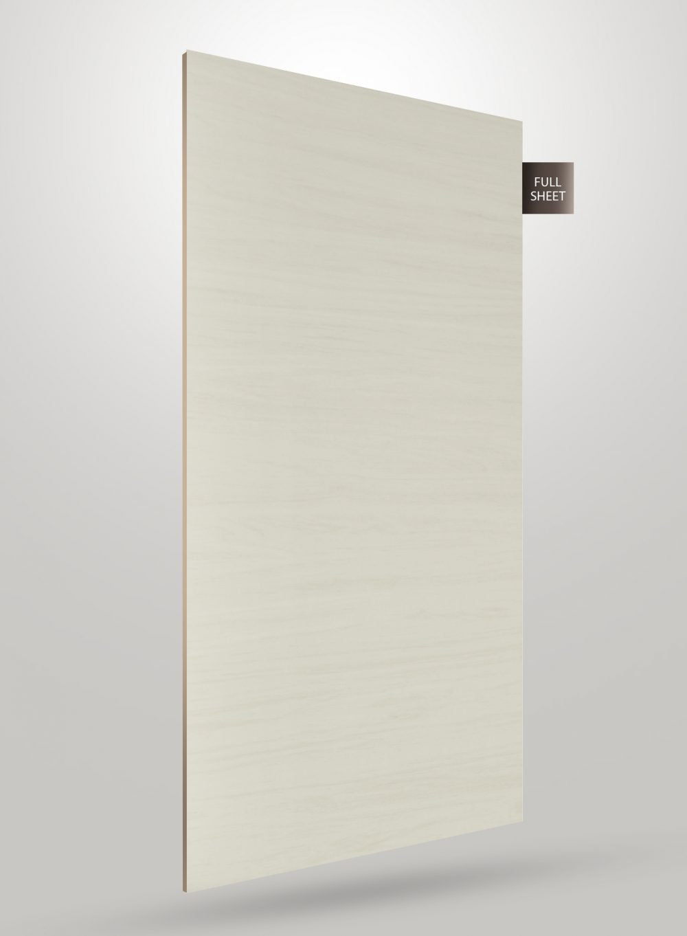 Brown wood grain decorative laminate sheet with matte finish and visible texture, labeled full sheet.