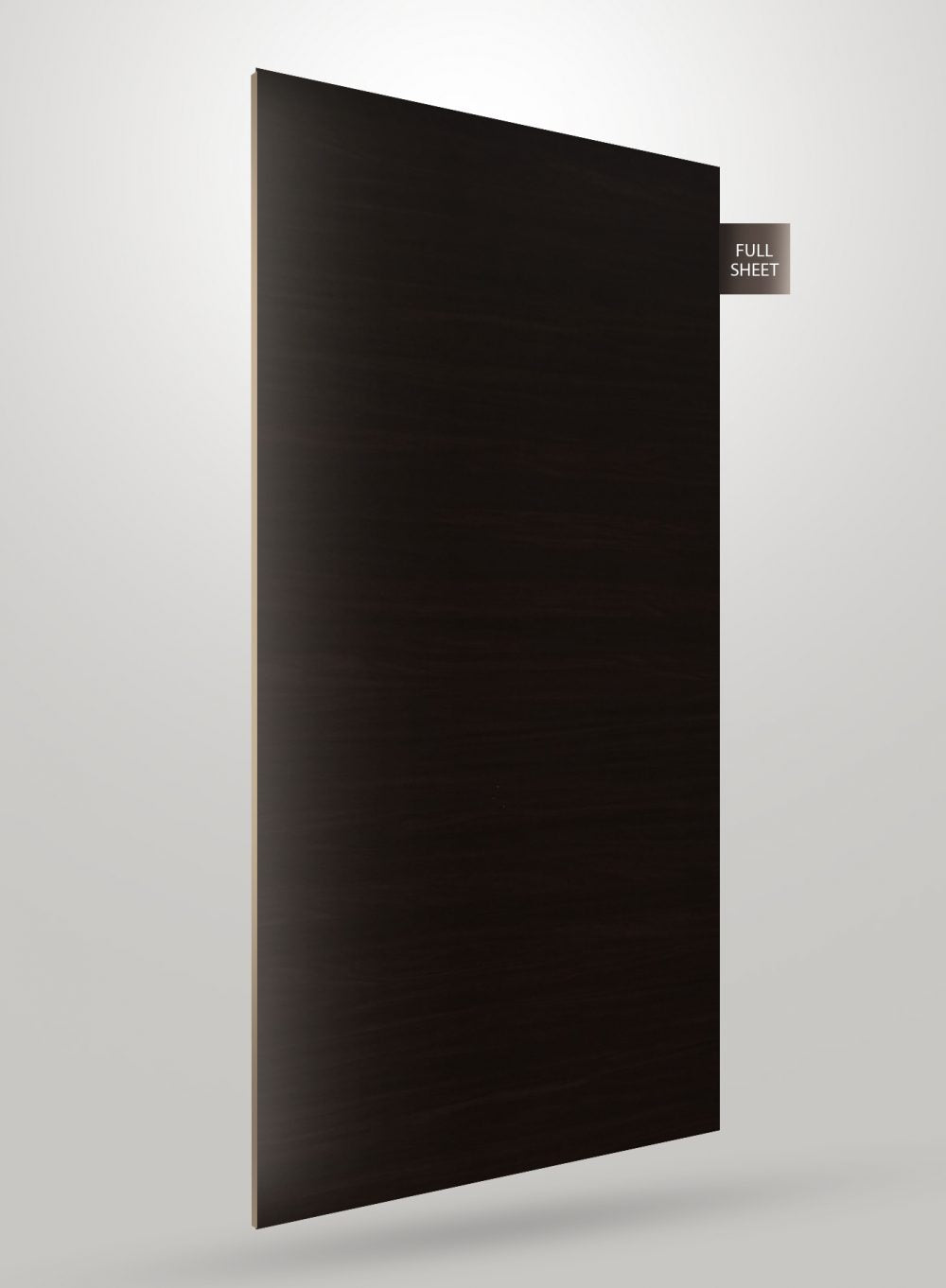 Brown wood laminate sheet with matte finish and visible wood grain texture displayed as full sheet.