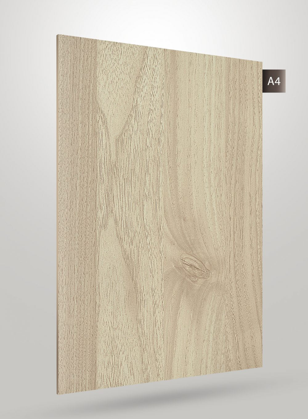 Multi-coloured wood grain decorative laminate with matte finish and textured surface showing wood knots and grain variations.
