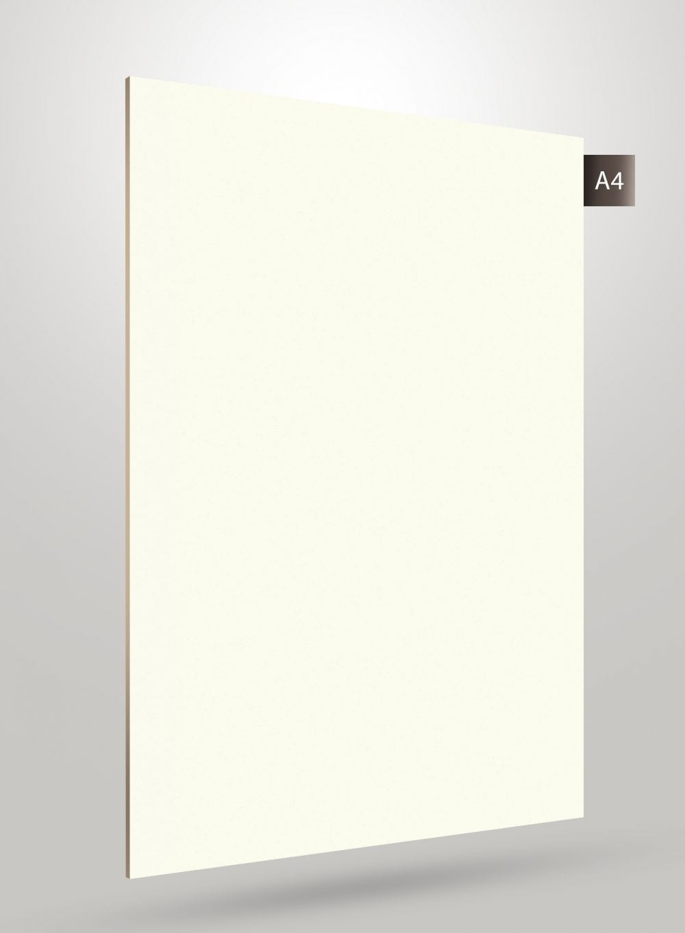 Ivory high gloss solid colour laminate with smooth finish and no pattern or texture visible on surface.