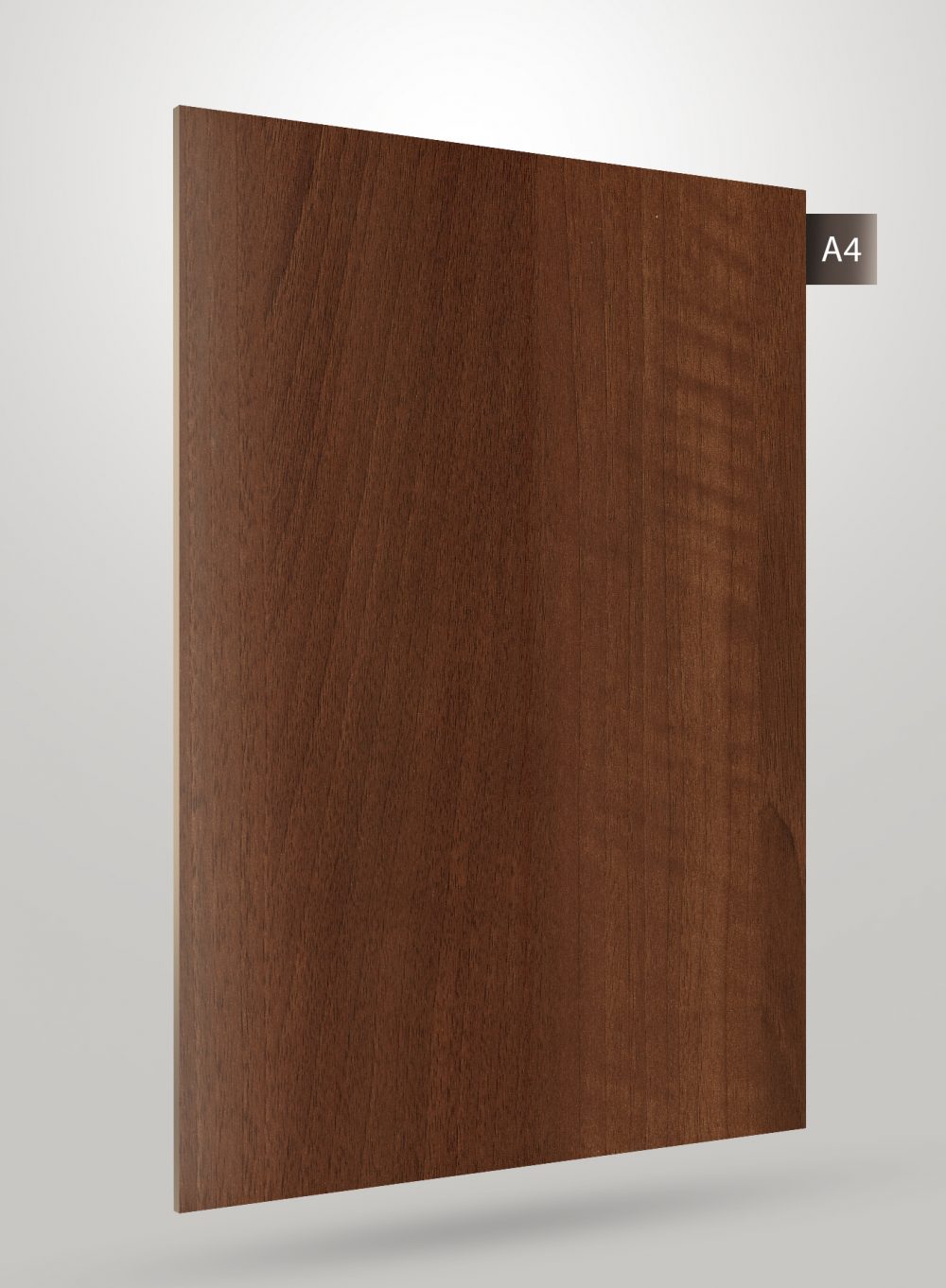 Brown wood grain decorative laminate with matte finish and visible wood texture, showcasing a wood pattern design.