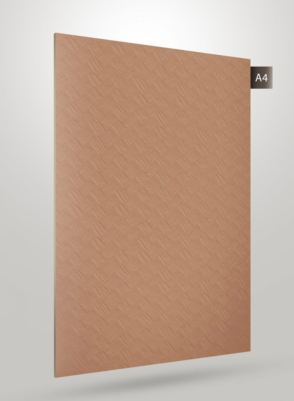 Brown matte laminate sheet with diagonal texture and subtle sheen, decorative solid color design.