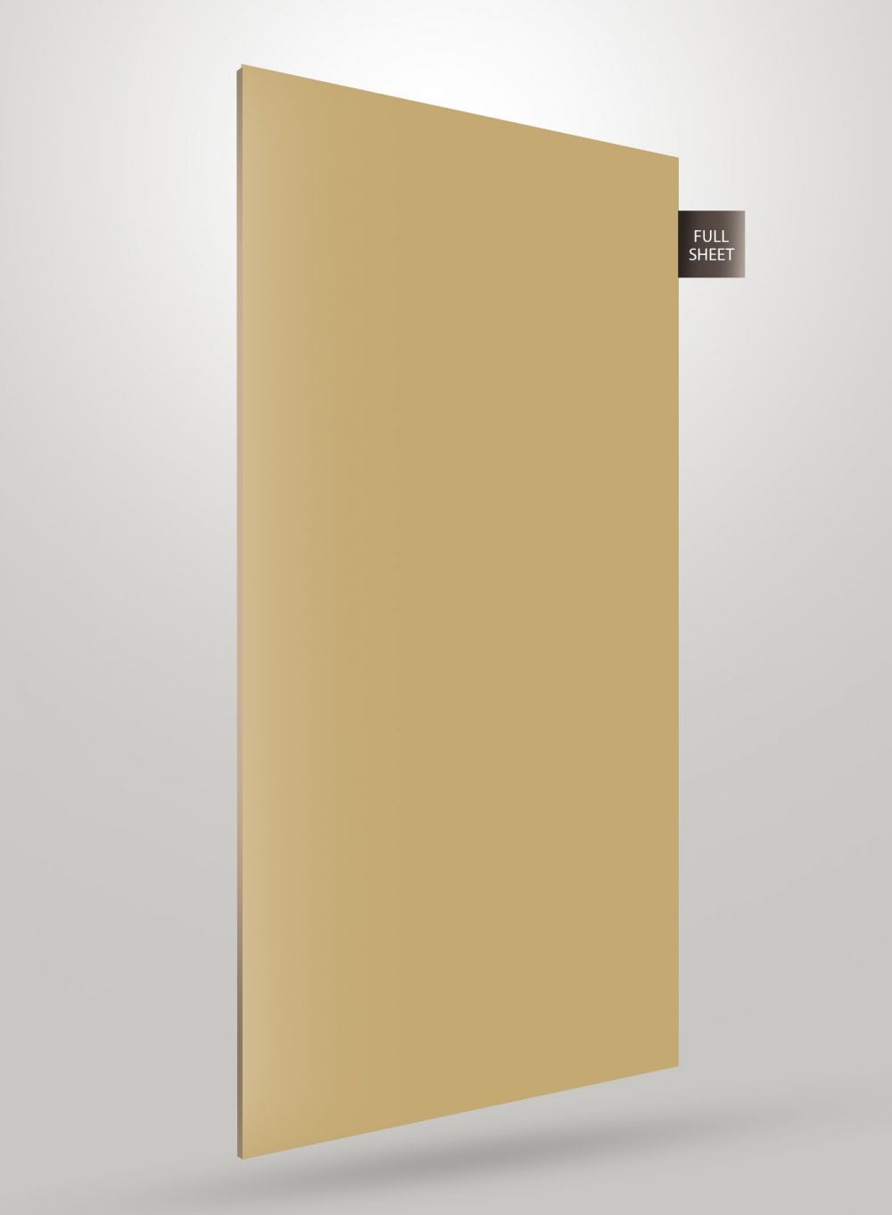 Gold patterned laminate sheet with high gloss finish and full sheet label displayed on a white background.
