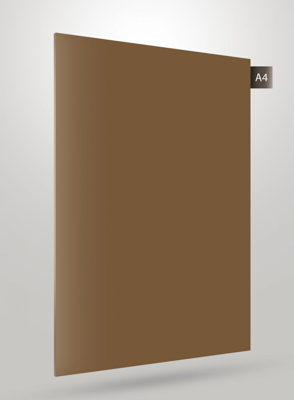 Brown solid colour laminate sheet with glossy finish and smooth texture, displaying a uniform colour tone.