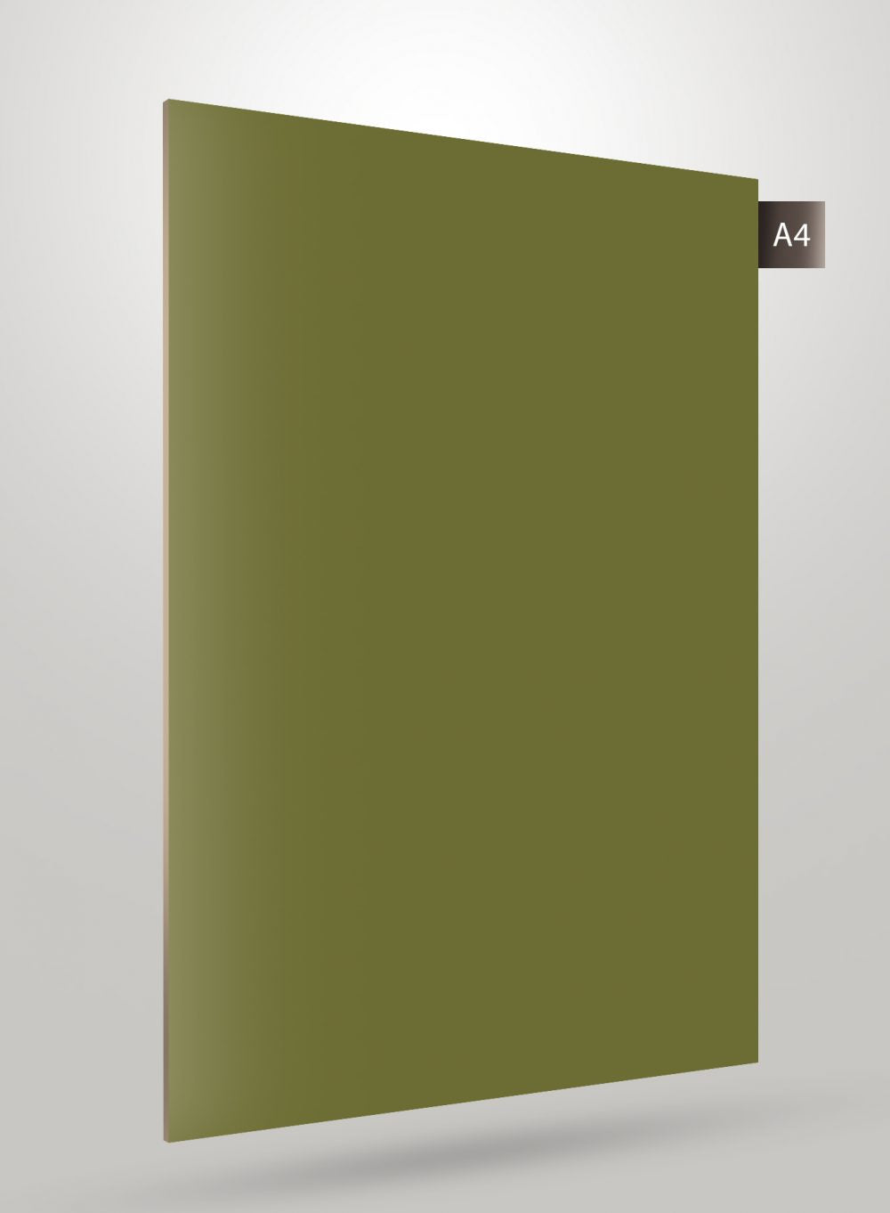 Green solid laminate sheet with glossy finish and visible edge, labeled A4 in top right corner.