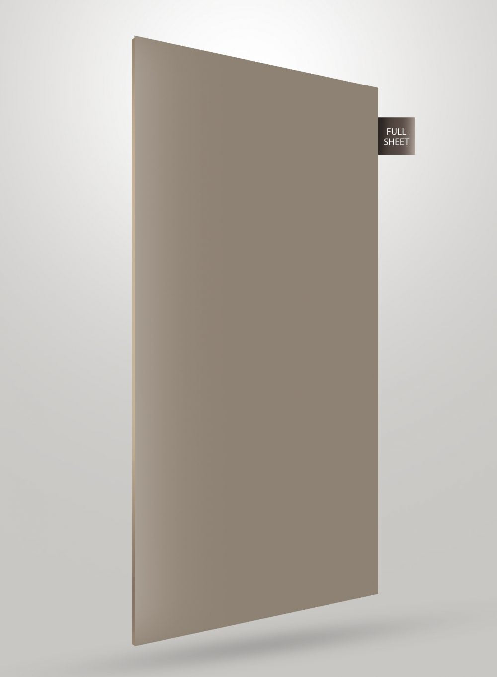 Beige solid colour laminate sheet with glossy finish and visible edge, labelled full sheet.