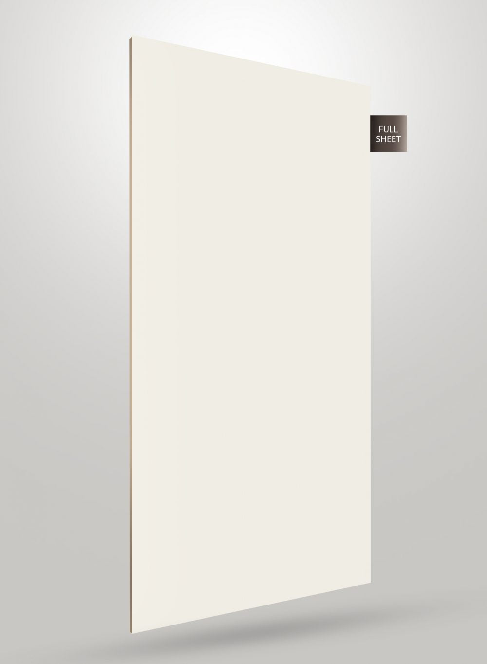White glossy solid colour laminate sheet with smooth finish and "FULL SHEET" label on grey background.