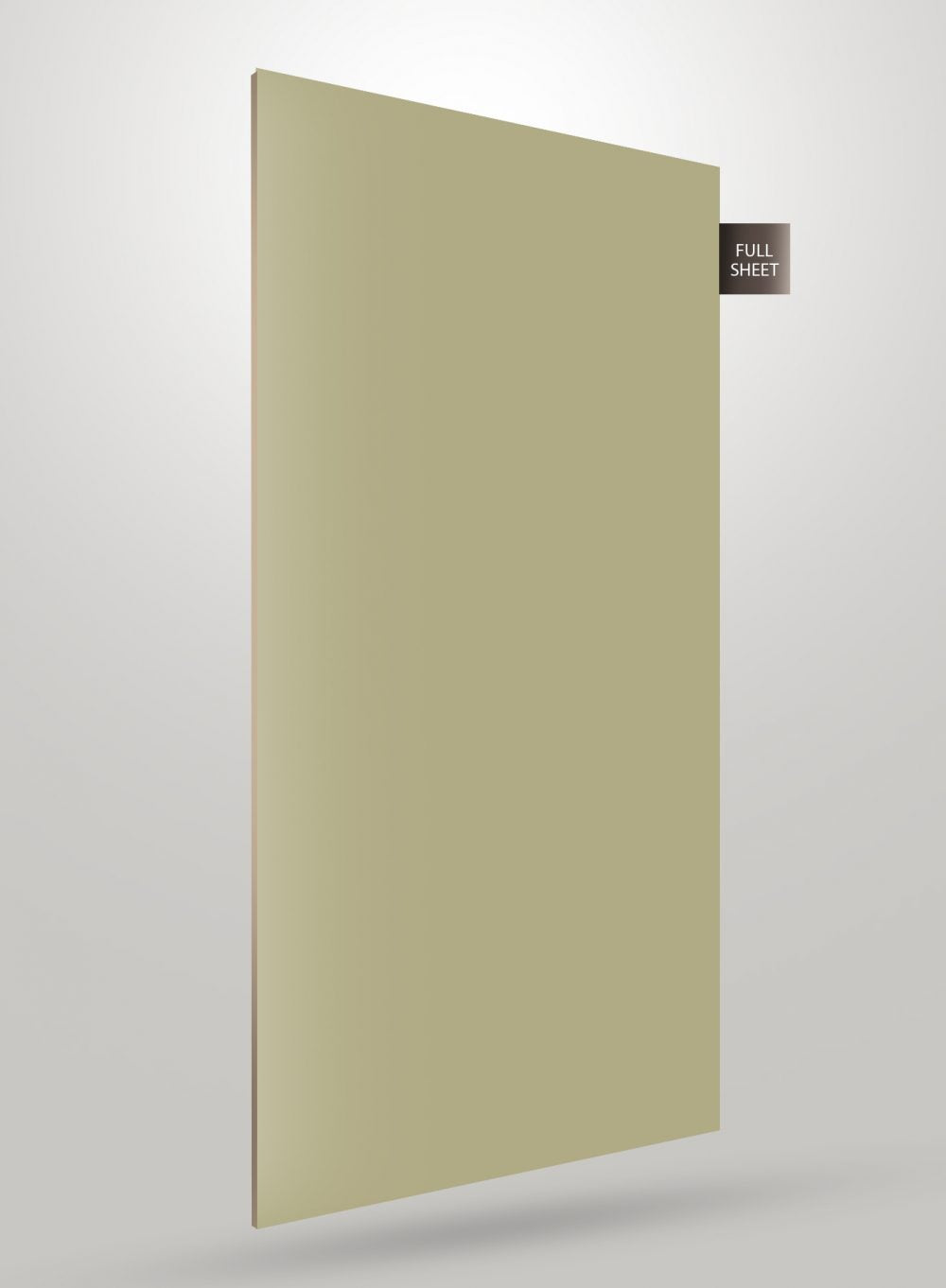 Brown solid colour laminate sheet with glossy finish and smooth texture, shown as full sheet with visible edge.