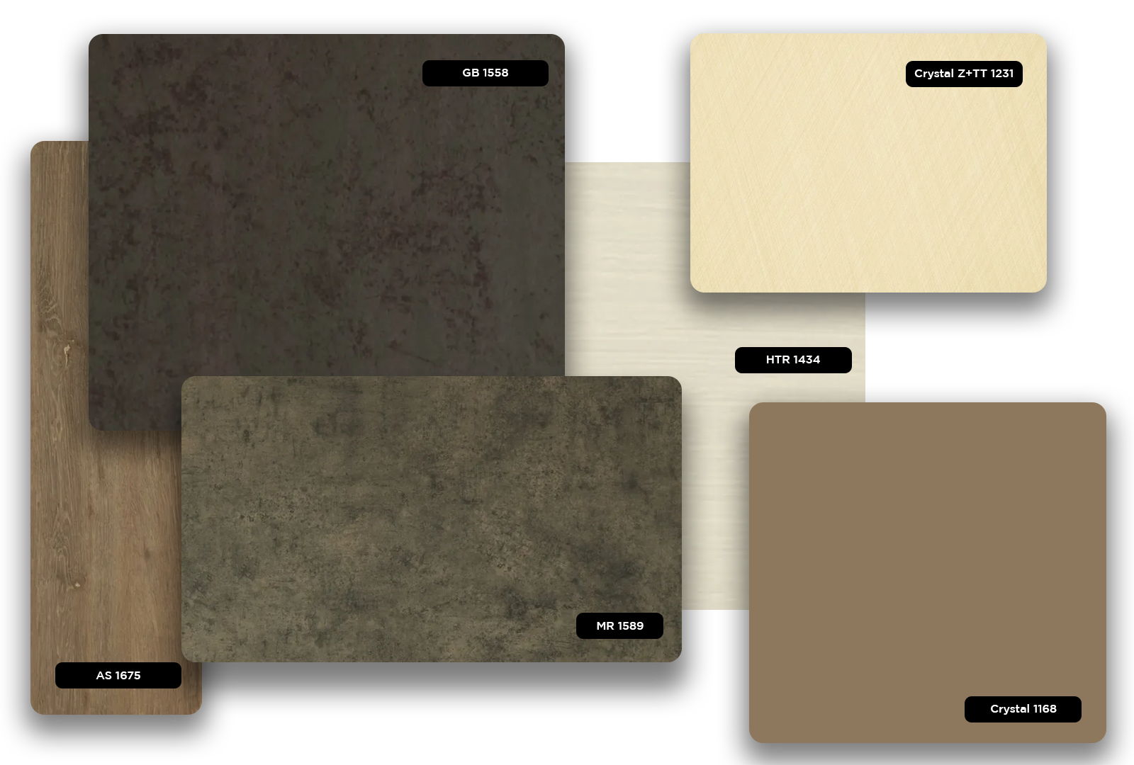 High gloss solid colour laminate samples in various shades and textures, showcasing different finishes and patterns.