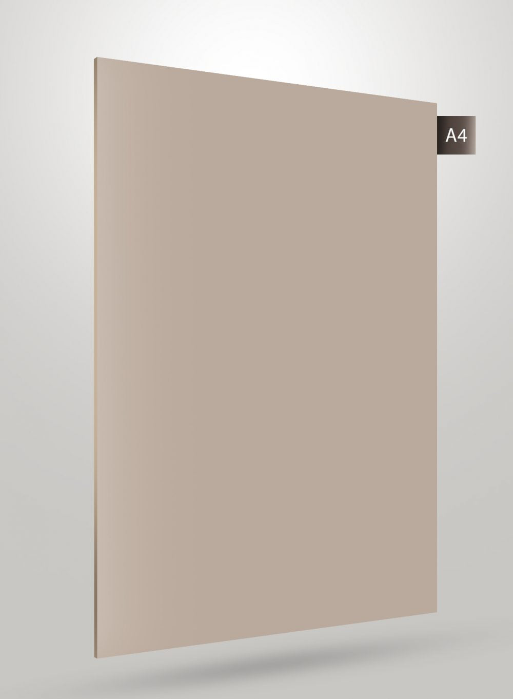 Matte beige solid colour laminate with flat finish and smooth texture, displayed on a plain background with code label.