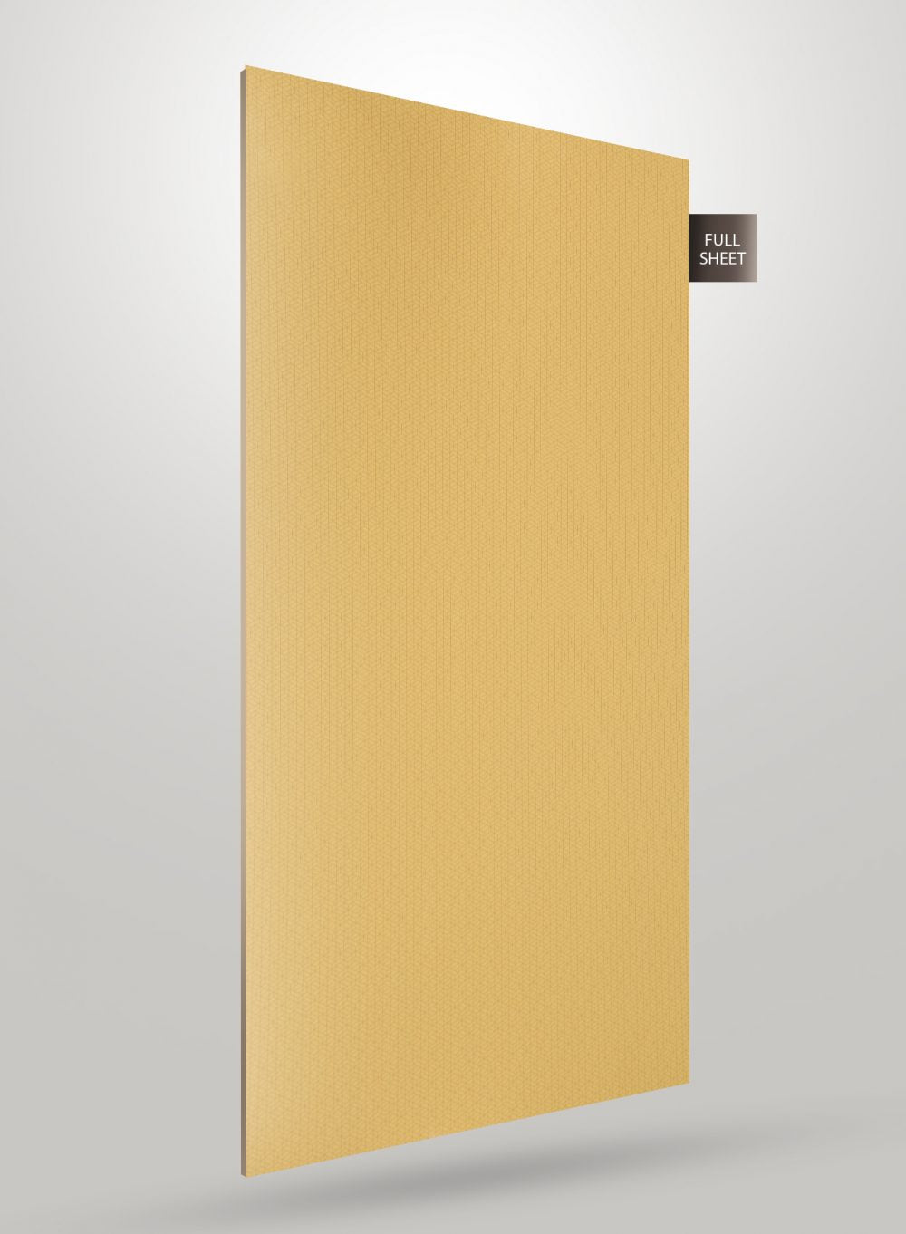 Multi-coloured patterned laminate sheet with textured finish and subtle sheen, displayed as full sheet against a plain