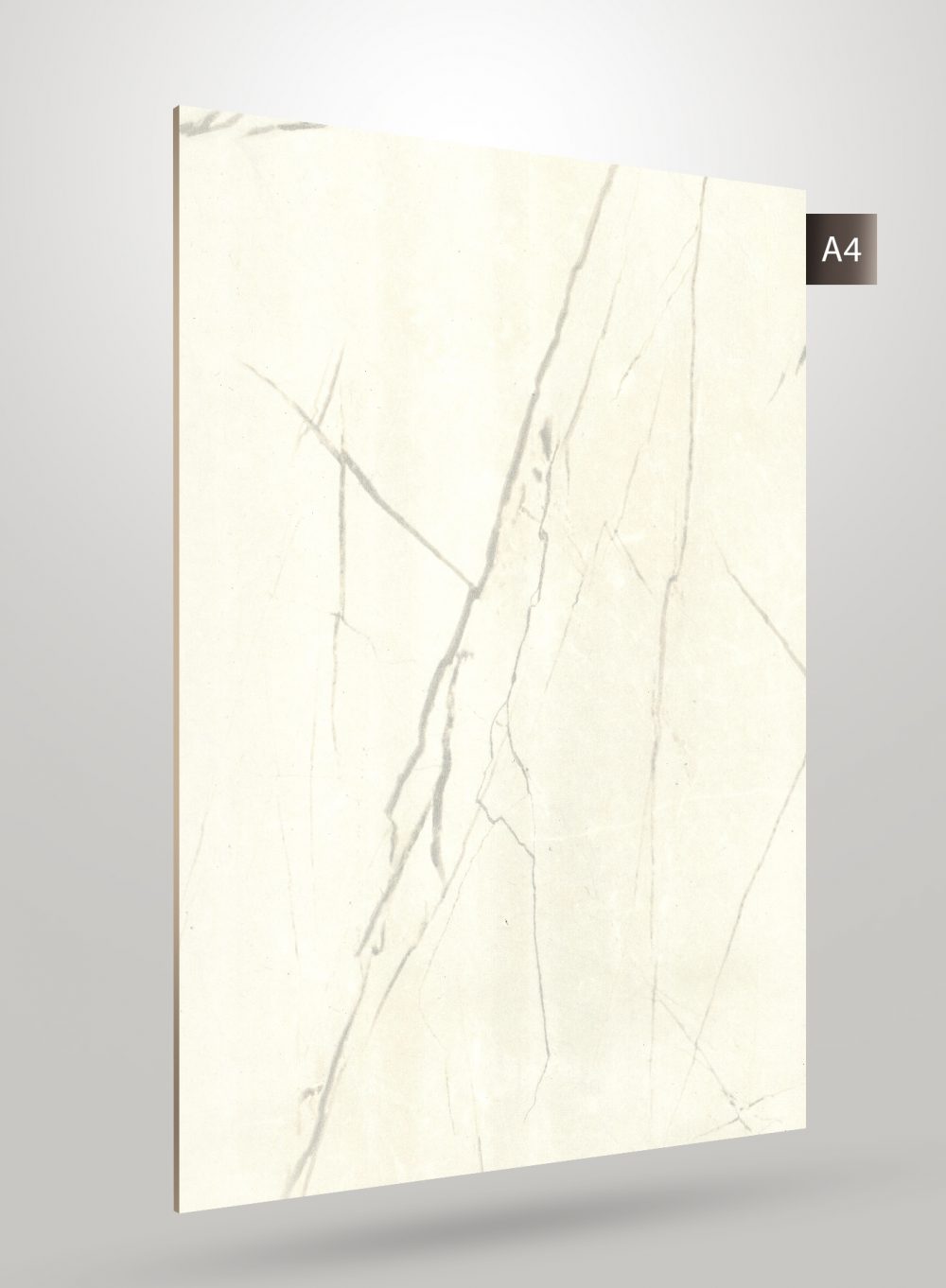 Multi-coloured marble laminate with grey veins and matte finish, showing a natural stone pattern and texture on a white