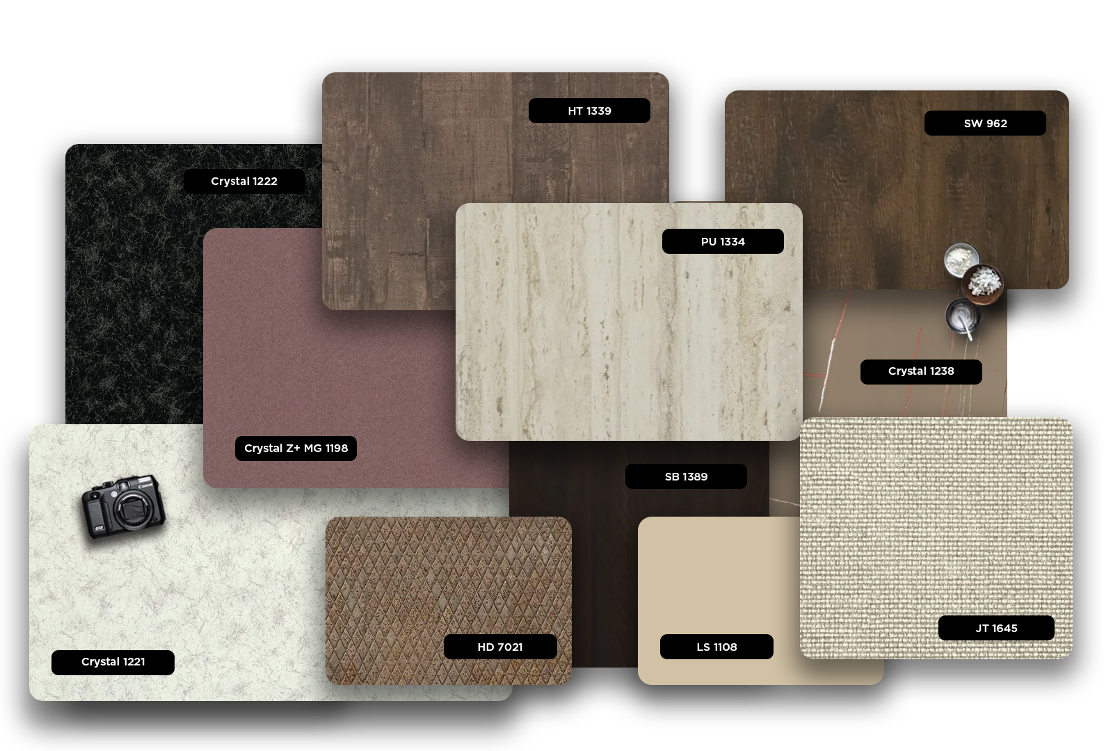 Beige patterned laminate with high gloss finish and textured design, showcasing decorative laminate sample with subtle sheen