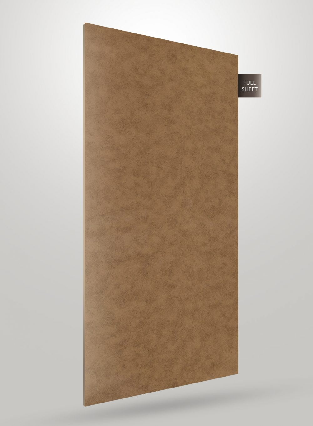 Brown matte laminate sheet with subtle texture and mottled pattern, labeled full sheet on a plain background.