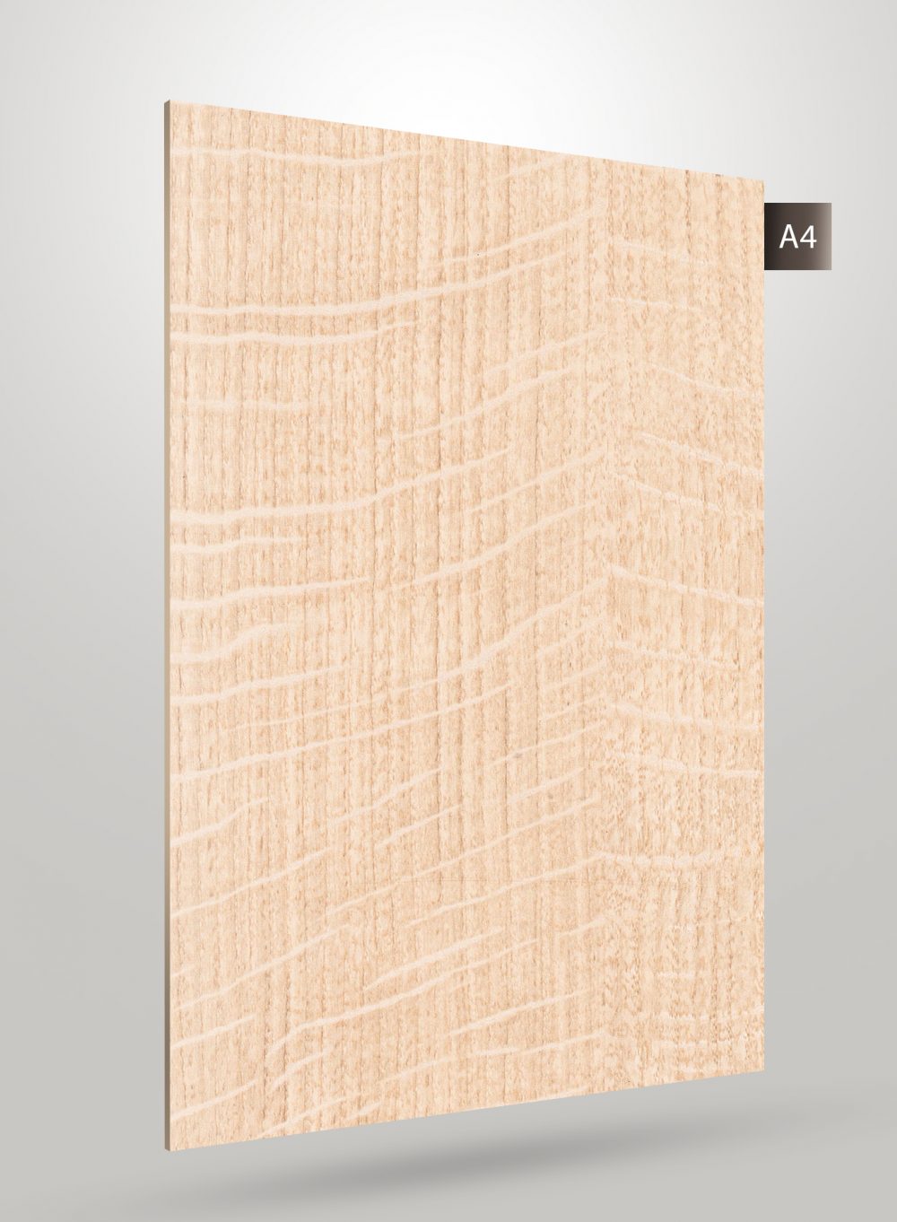 Beige wood grain decorative laminate with matte finish and diagonal pattern, showing wood texture and subtle sheen variation.